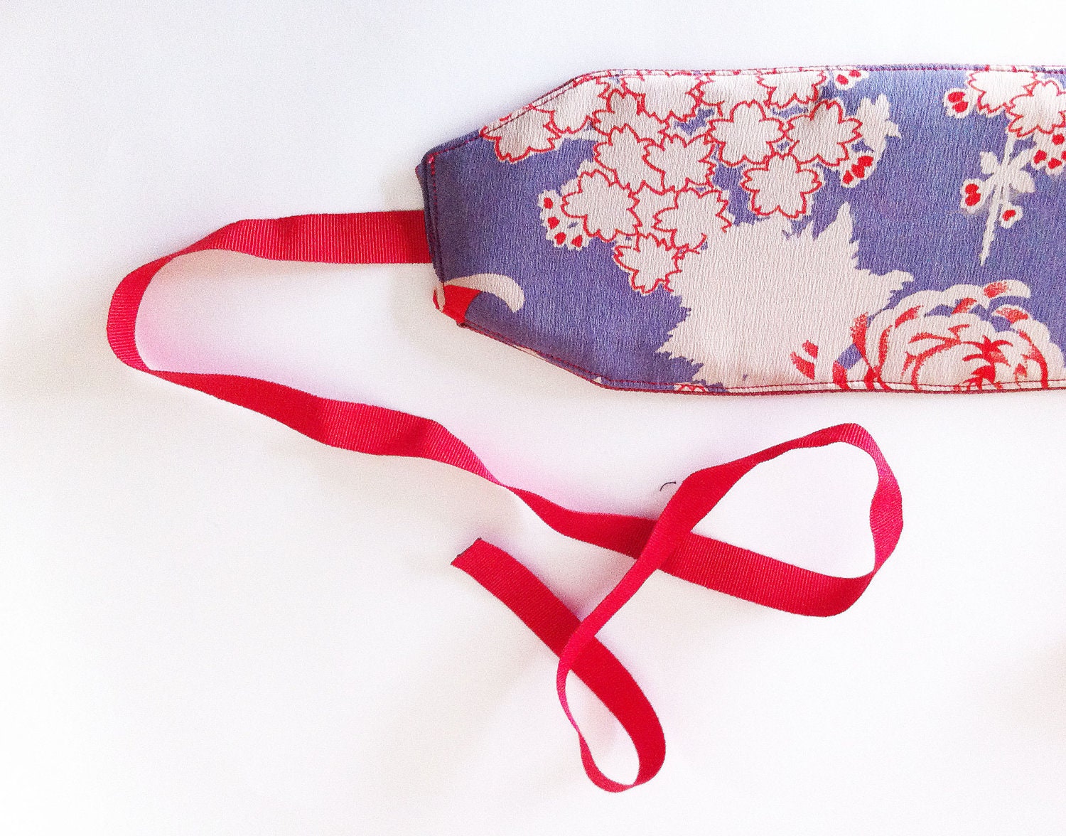 Obi Belt - japanese pattern red cream blue