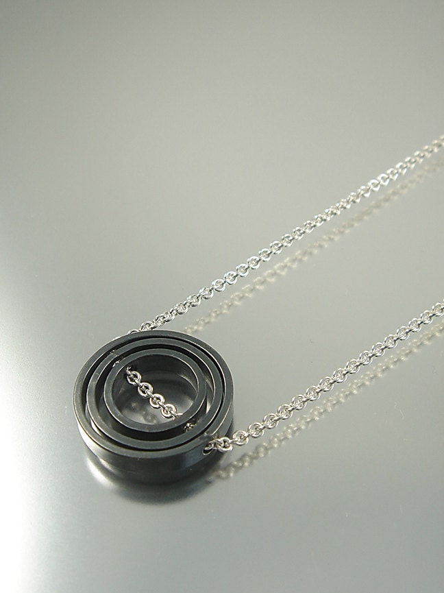 OCD Series - Small OCD Oxidized Circle Grayscale Necklace