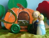 Waldorf Toys Wooden - Wooden Peg Doll, Cinderella Going to the Ball Play Set / Kids Wooden Toys