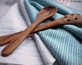 Lace Stripe in Cerulean and Embroidered Linen Tea Towels - free shipping