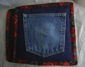Christmas UpCycled ReCycled Denim Pocket Pot Holders Hot Pads PotHolders Pair