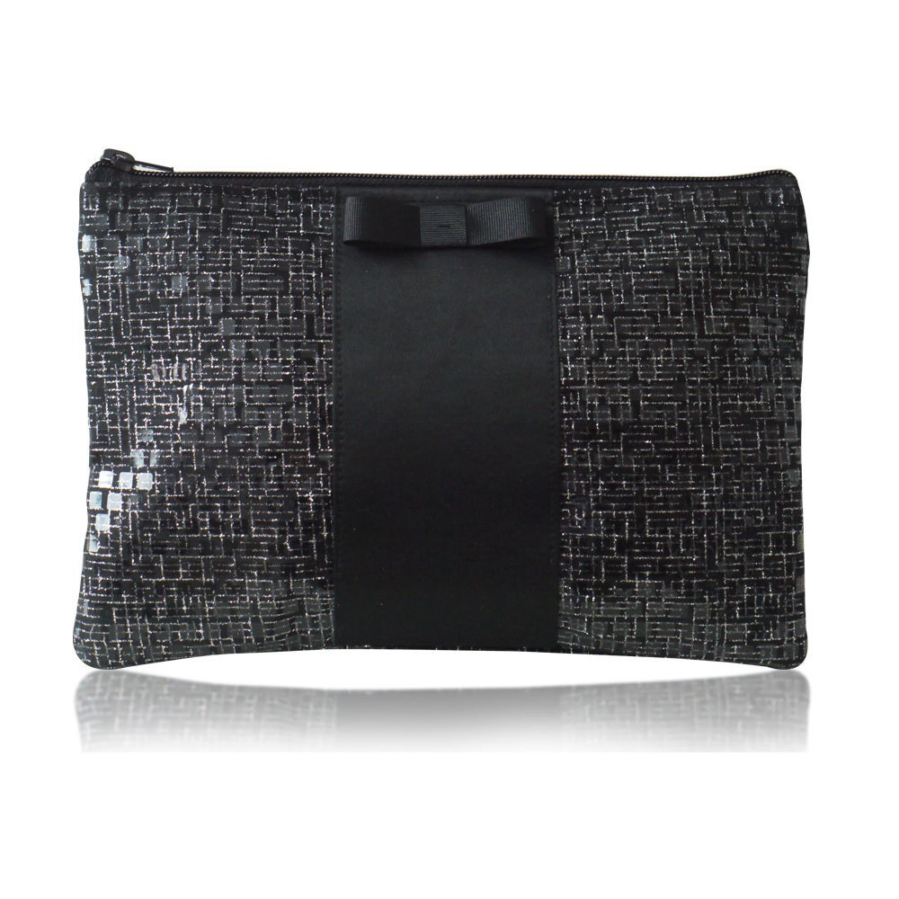 Sparkly black and silver glitter Erin evening clutch purse