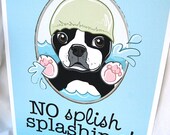 Splish Splash Boston Terrier - 8x10 Eco-friendly Print