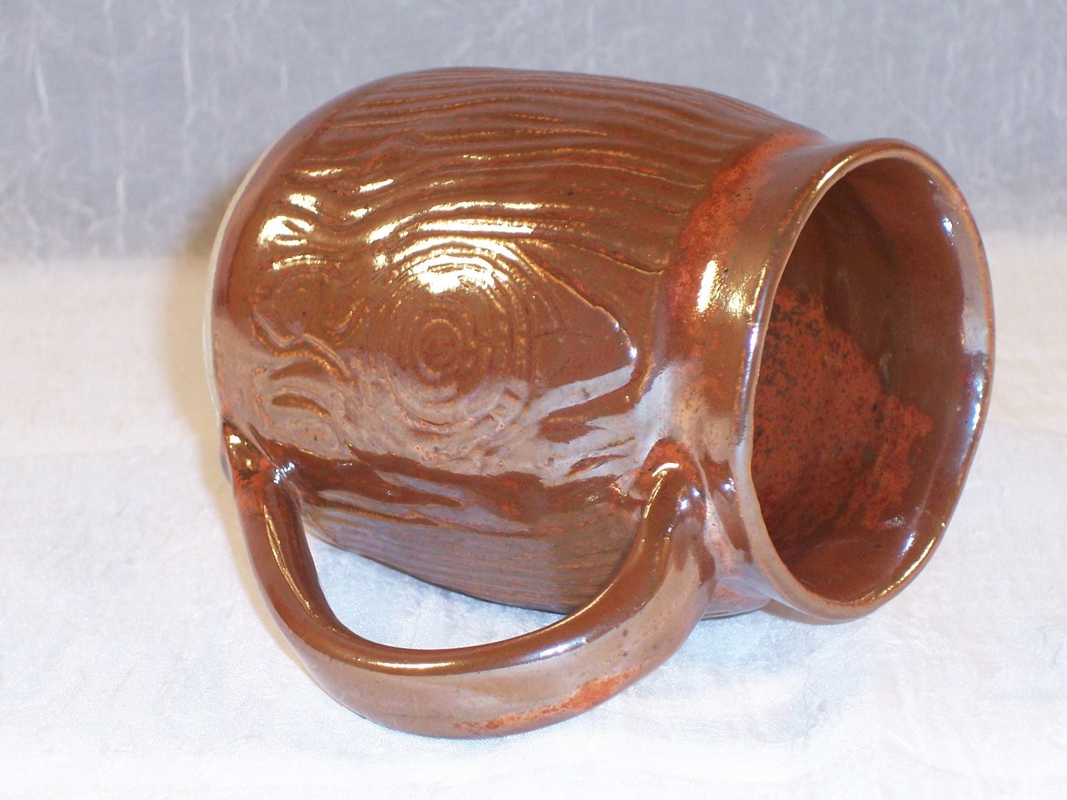 Ceramic Coffee Mug Ceramic Mugs Cup Tomato Red  Woodgrain Texture Handmade Wheel Thrown  Stoneware Ceramics   Pottery
