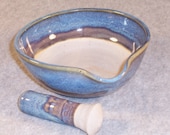 Ceramic Mortar and Pestle Set  Garlic Grinding Variegated Blue Wheel Thrown Stoneware Ceramics Pottery