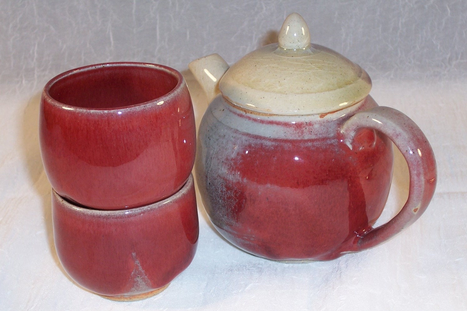 cone 10 red teapot set