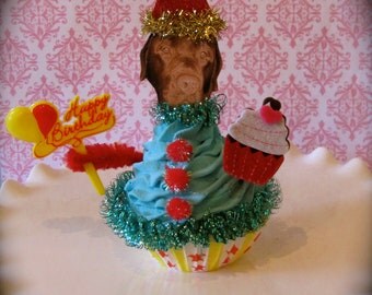 Fake Cupcake (1) Chocolate Lab "Pupcake Birthday Gift" Can be Customized with Your Pets Picture  12 Legs Fake Bake Cupcake Collection
