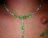 Vampire Diaries inspired Choker Necklace with Glass pearls and Swarovski crystals Katherine in green and white