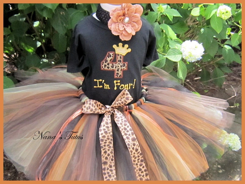 4th Birthday,Ready to Ship,Birthday Princess Crown, Number, Party Outfit,Tutu set, Safari Themed Parties, Size 4yrs
