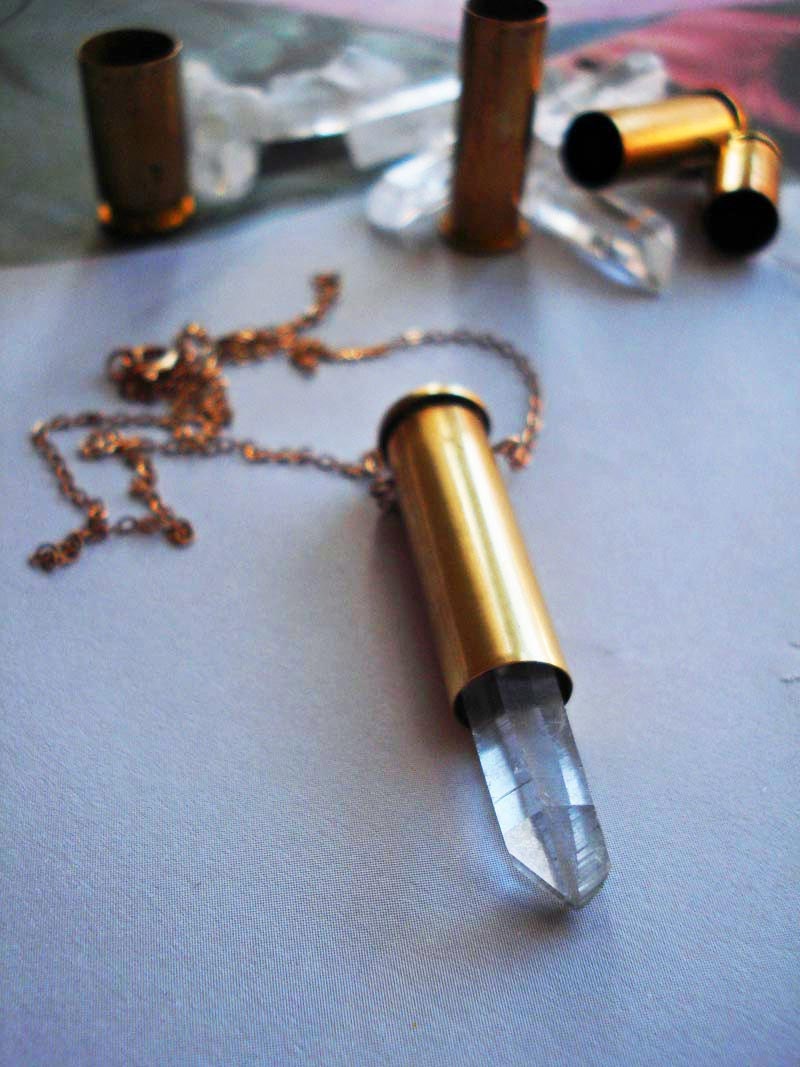 CUSTOM bullet necklace with quartz crystal