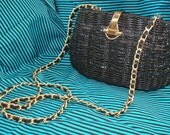 SALE Vintage Benchmade Black Woven Leather Purse