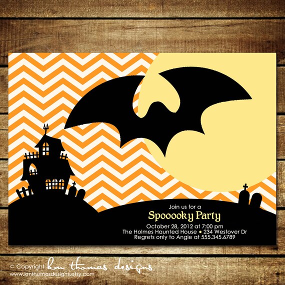 SPOOKY BAT...Printable Custom Photo Birthday Invitation...by KM Thomas Designs Il_570xn