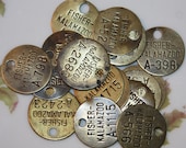 Brass Tag (1) Fisher Kalamazoo with numbers for mixed media and altered art
