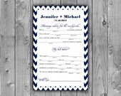 Chevron Wedding MAD Libs - Marriage Advice