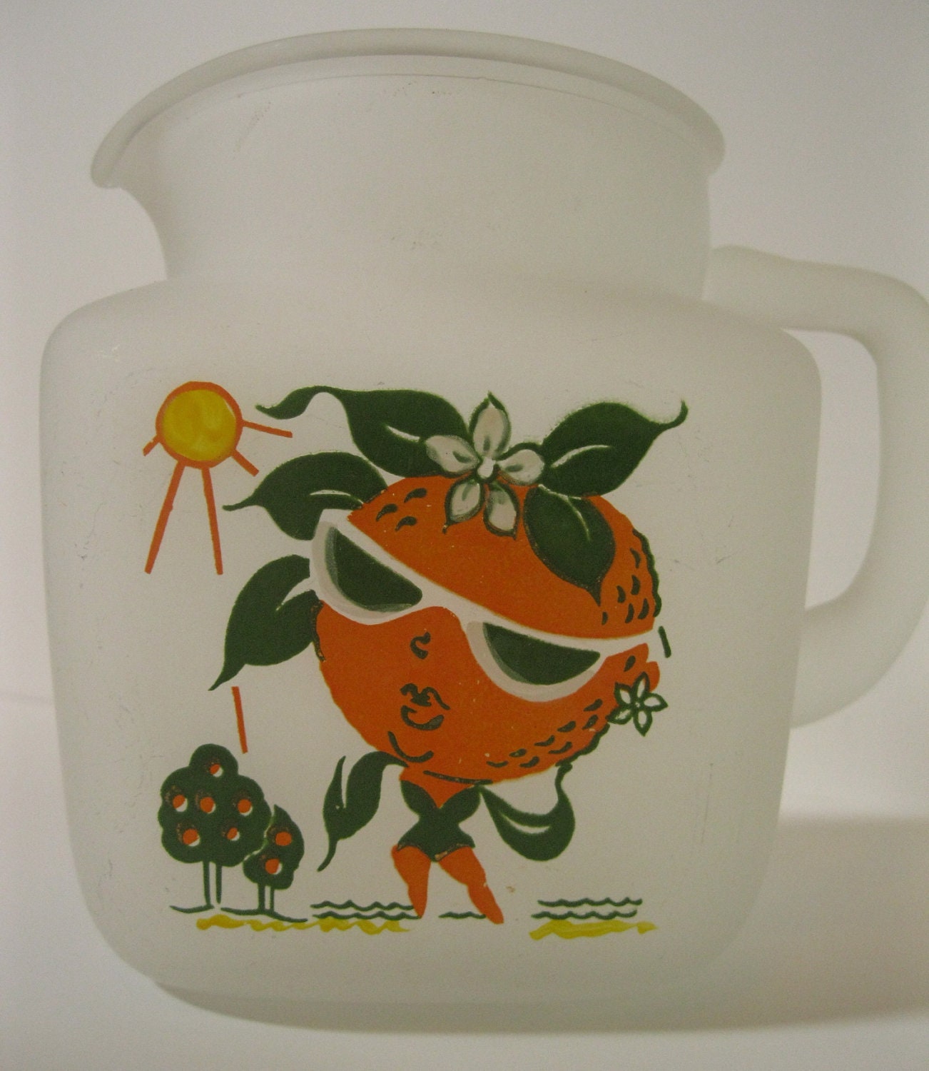 Vintage 1950s Hazel Atlas orange juice pitcher