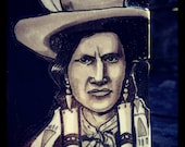 SAL SALE- Western Cheyenne- Tiny Decoupage Original Art