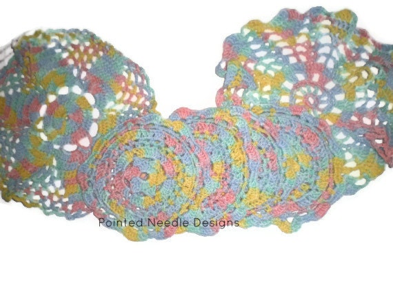 Crocheted Doilies - Set of Six Pastel Doilies