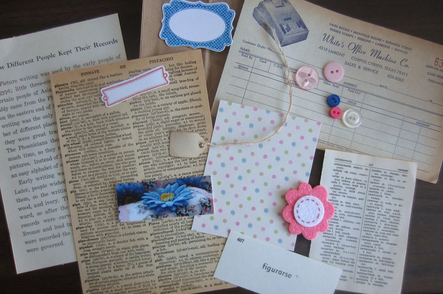 Mixed ephemera paper kit for art journals, scrapbooks, card making
