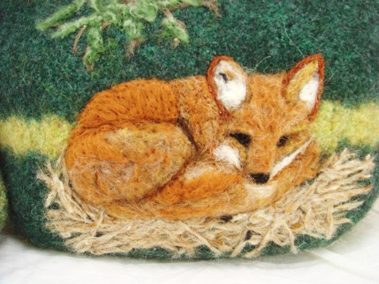 Felted handbag, purse Sleeping Fox