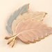 Vintage Leaf Brooch Enamel Gold Teal Green Cream Peach Pink Pin