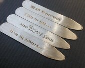 c o l l a r s t a y s - 2 pairs - Handforged Nickel with Custom Inscription - Naughty or Nice