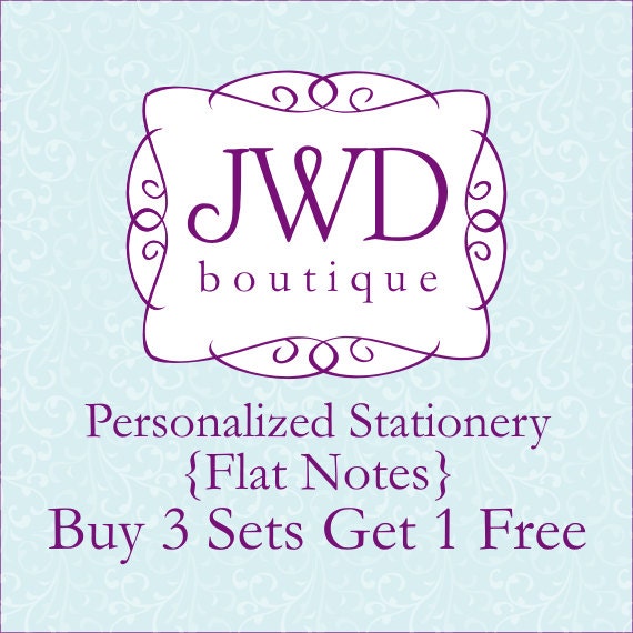 Personalized Stationery Sets Personalized Note Card Sets Buy 3 Get 1 Free Personalized Stationary Flat Notes