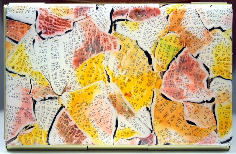 Business card case OOAK design, polymer clay handmade design