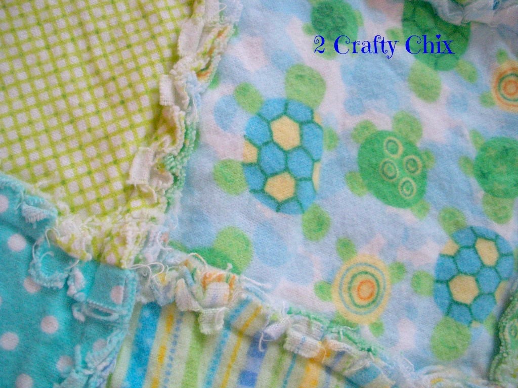 Turtles Flannel Rag Edge Quilt