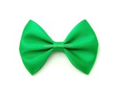 Emerald Green Hair Bow, 3 Inch Bow, Satin Hairbow, Bright Green, Girls Hairbow, No Slip Basic Bow - MySweetieBean