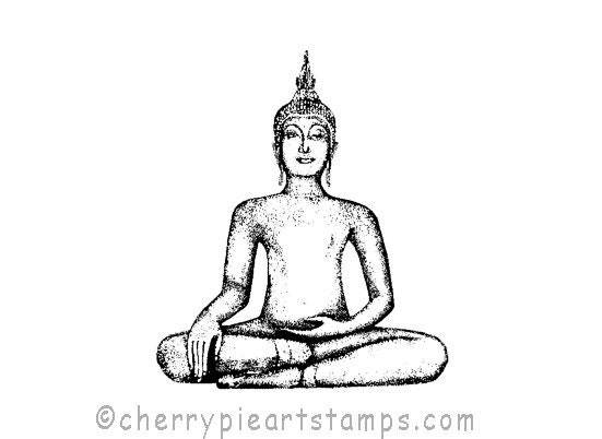 Tibetan BUDDHA- CLiNG RuBBer STamP for acrylic block by Cherry Pie Art Stamps