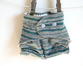 Newborn Fitted Cloth Diaper - made to order - organic - Nifty Nappy Bitty Bum - hemp - bamboo - blue and grey stripes