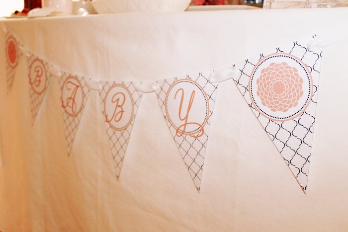 MODERN QUATREFOIL Printable Banner - Pink and Navy