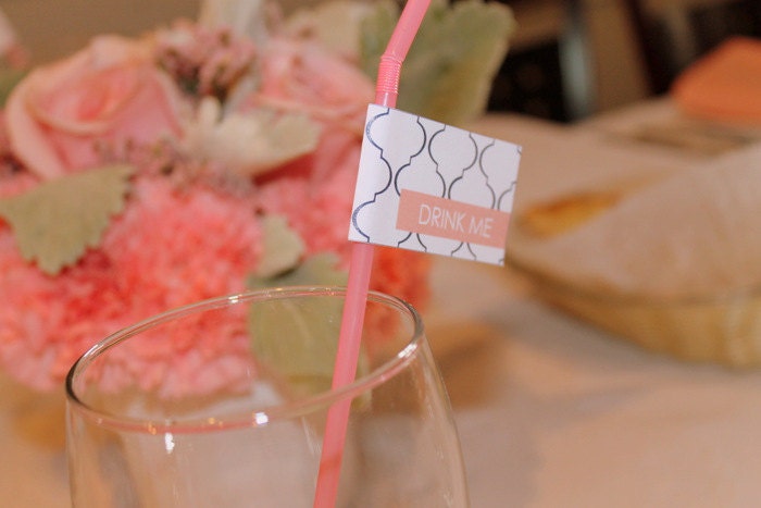 MODERN QUATREFOIL Printable Drink Flags - Pink and Navy Il_570xn