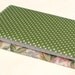 Fabric Journal - English Roses - Handmade A6 Notebook, Diary Cover - Pink, Yellow and Beige Flowers, Green Leaves and Polka Dots with Lace