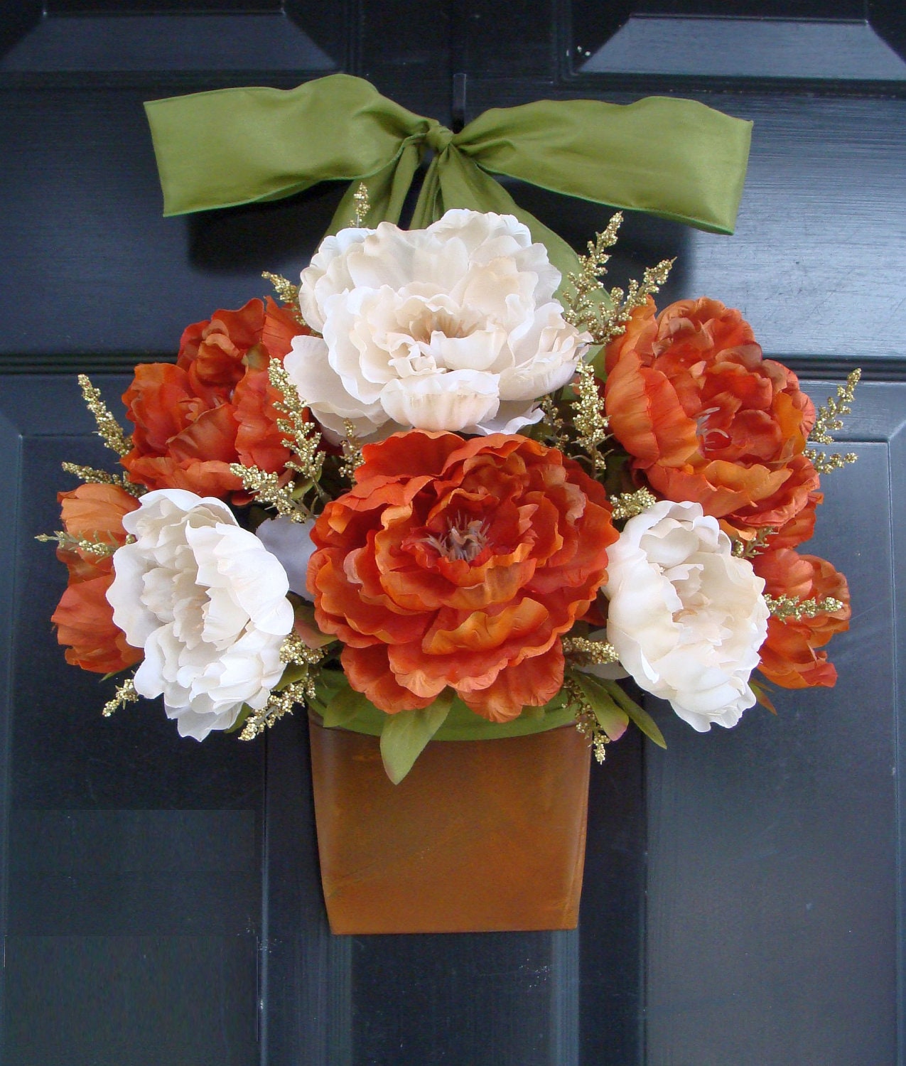 Fall Wreath, Tuscany Peony Door Bucket, Wreath Alternative, Thanksgiving Decor, Wreath for Fall