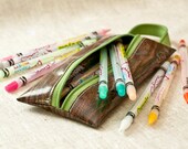Travel Bag Pencil Case Brush Kit Walnut Oilcloth