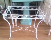 vintage wrought iron garden table patio side white antique cottage shabby chic prairie