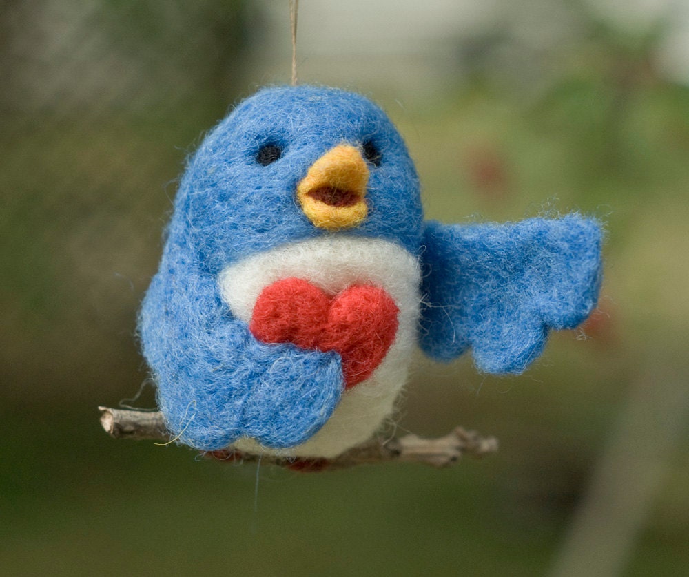 Needle Felted Bird Ornament - Singing with Heart