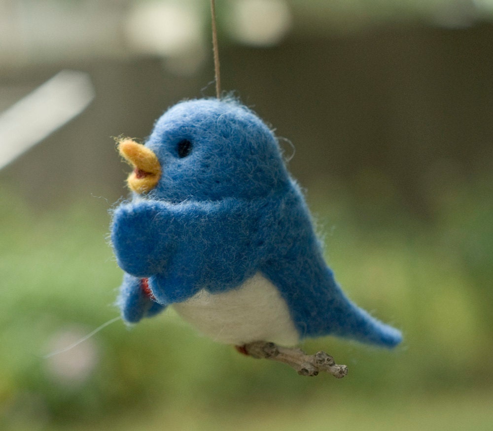 Needle Felted Bird Ornament - Singing with Heart