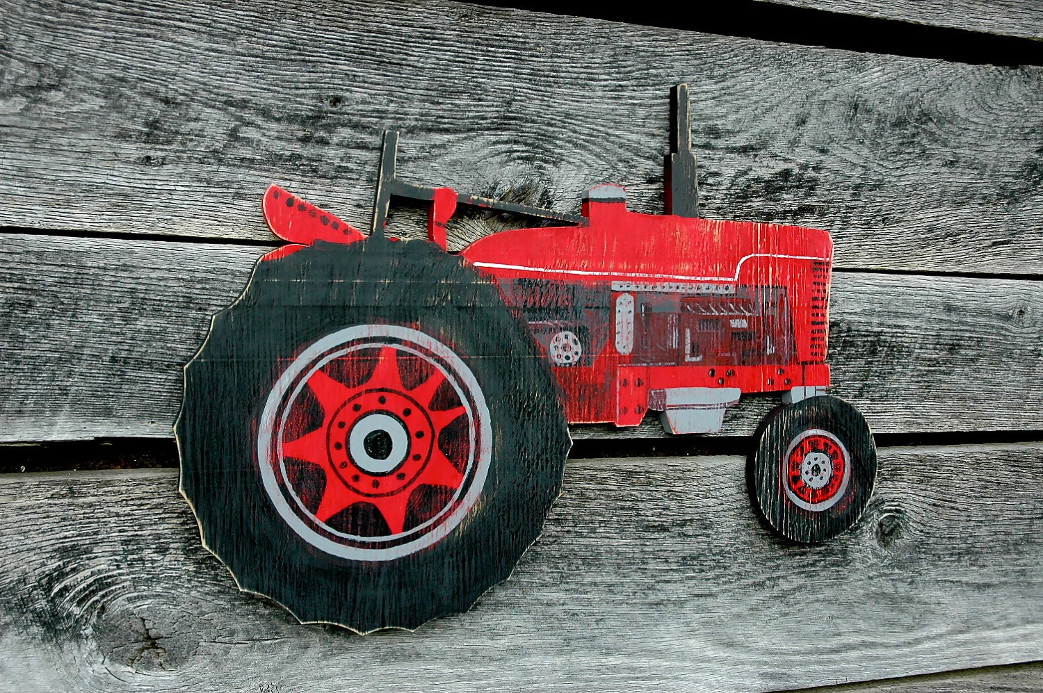 Tractor- Handmade Wood Sign Wall Art - Vintage Farm Antique Rustic Distressed Primitive Barn Boys Room Country Garden Gift Present