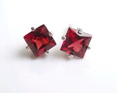 Garnet Stud Earrings Sterling Silver January Birthstone 6mm