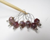 Stitch Markers, Handmade with Glass Beads, Set of 7