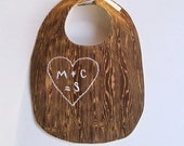 AS SEEN In the Huffington Post The Family Tree Bib  - Personalized Organic Baby Bib - Hand Embroidered Initials - Brown Woodgrain