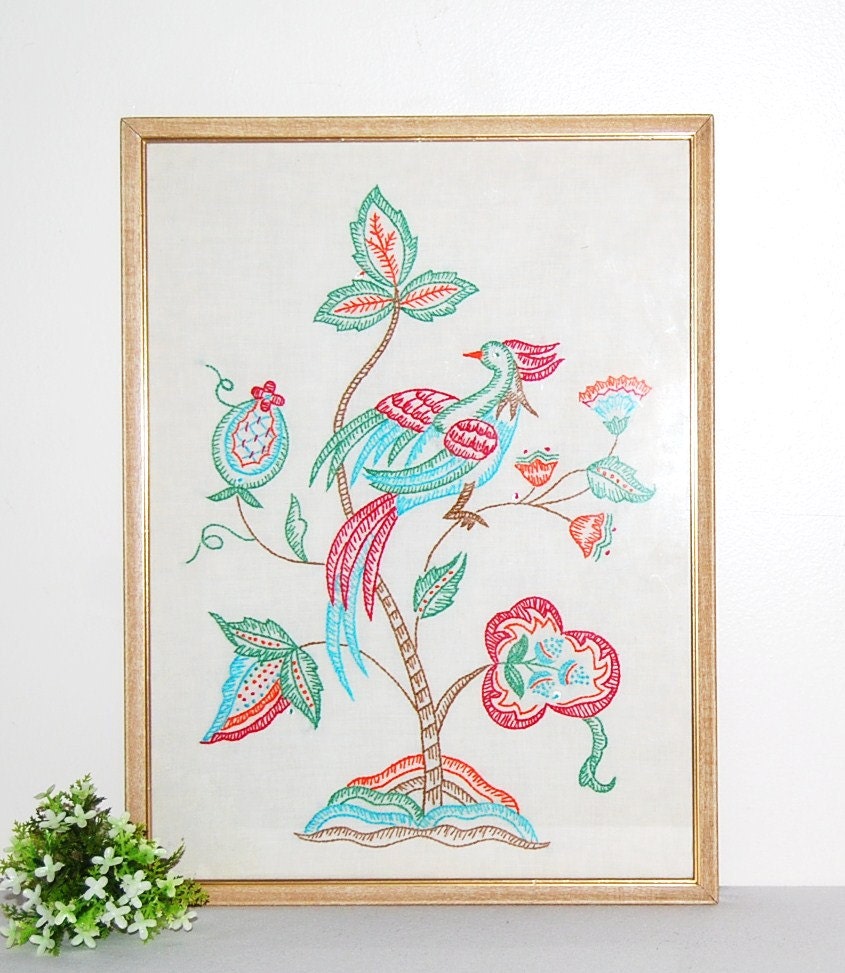 Vintage Tropical 50s Aqua with Red