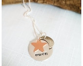 To the Moon Mommy Hand Stamped Charm Necklace