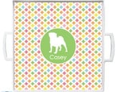 Personalized Dog Silhouette Serving Tray in Geometric Patterns 12 x 12