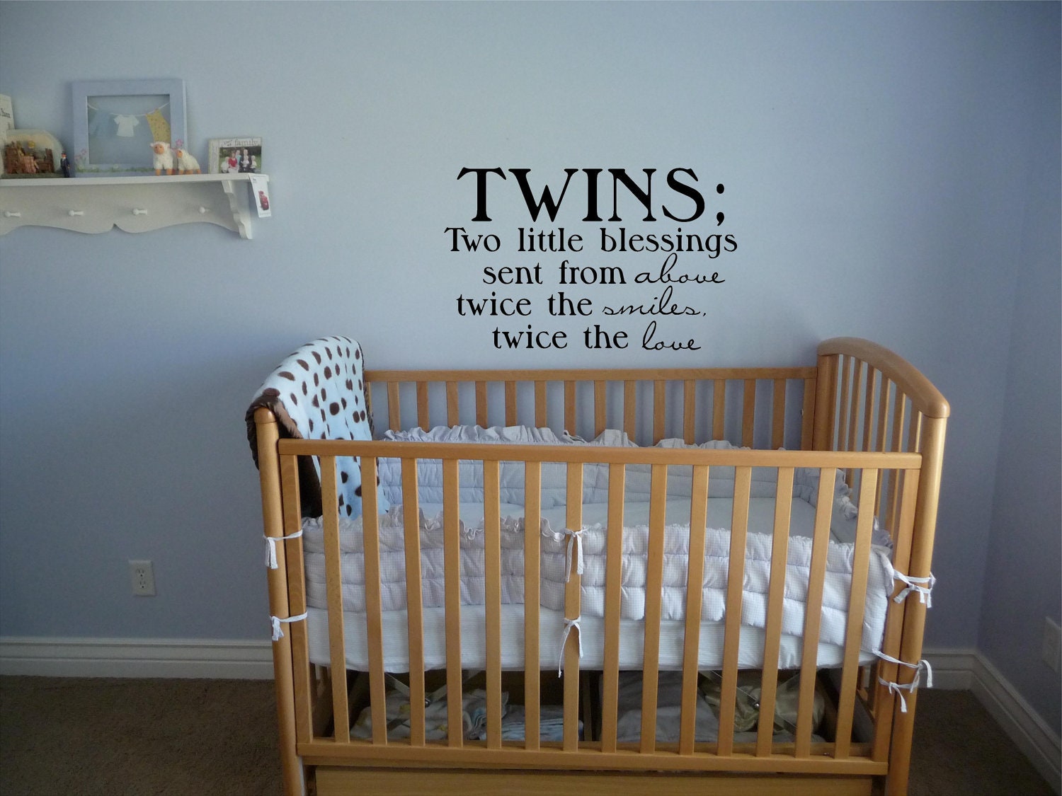 Twins two little blessings sent from above twice the smiles twice the love vinyl wall decal