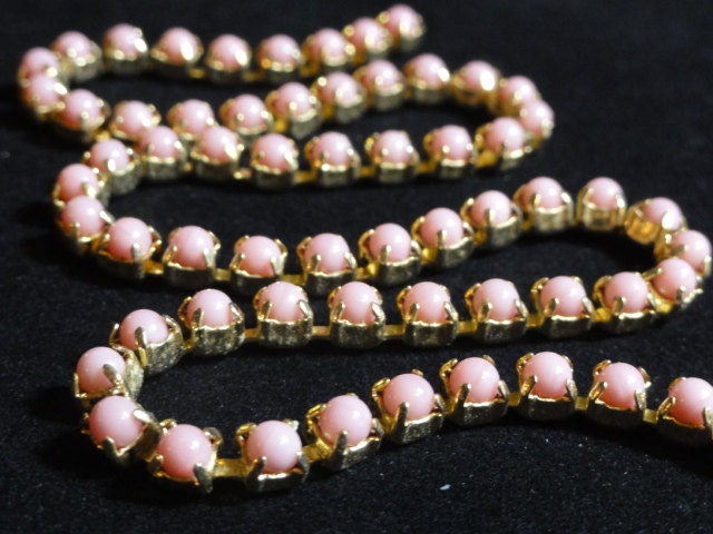 Vintage Gold and Pink Rhinestone NECKLACE Choker