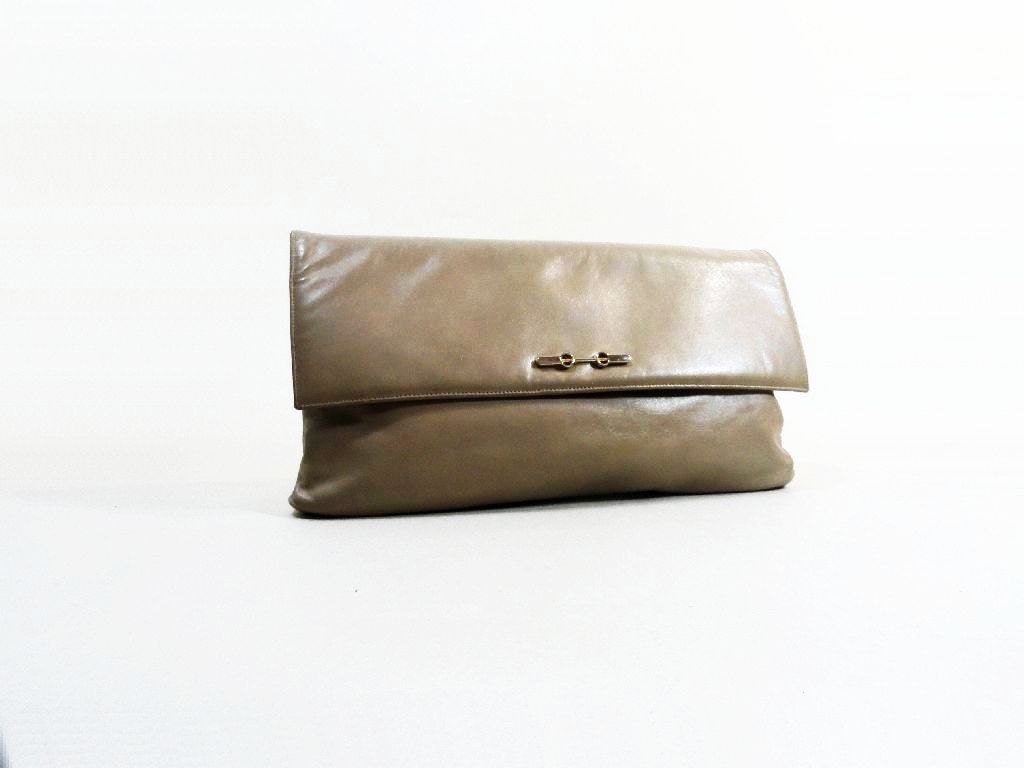 Vintage Clutch 80s Beige Envelope Clutch 80s Leather