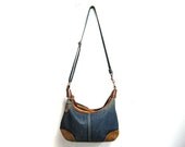 vintage 80s distressed blue jean leather purse